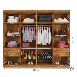 Guarda Roupa Casal Prime 1684 Cômoda 8000 e Multiuso 6020 Freijó Baunilha - Araplac - 3