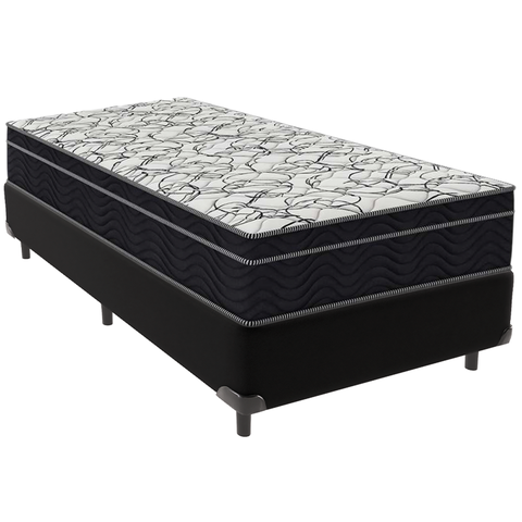 Cama Box e Colchão Airtech 150 Espuma D45 Solteiro Ortobom: Preto