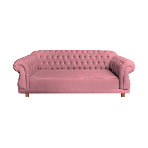 Sofá Chesterfield Capitone Elisabeth Suede 1,80cm:ROSA