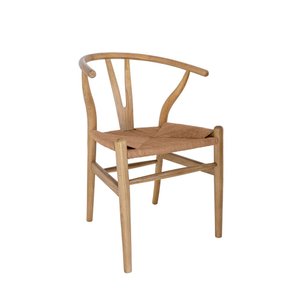 Cadeira Wishbone Madeira. Assento em Palha Natural. Cor Natural