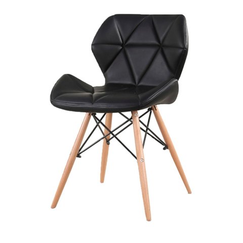 Cadeira Charles Eames Eiffel Slim Preto Estofada Decoração Escritório Sala Estar Mesa Jantar