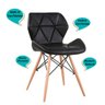 Cadeira Charles Eames Eiffel Slim Preto Estofada Decoração Escritório Sala Estar Mesa Jantar - 6