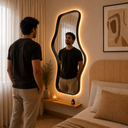 Ver imagem 1 de Espelho Santorini - Linha Couro - - Caramelo - com LED - 180x90