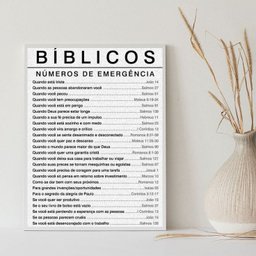 Quadro Salmos Bíblicos Números de Emergência 24x18cm - com Vidro:madeira Preta - 2