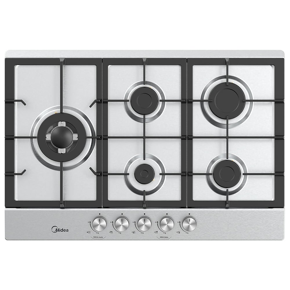 Cooktop à Gás midea inox com Mega Chama 5 Bocas Cyb5b - Bivolt