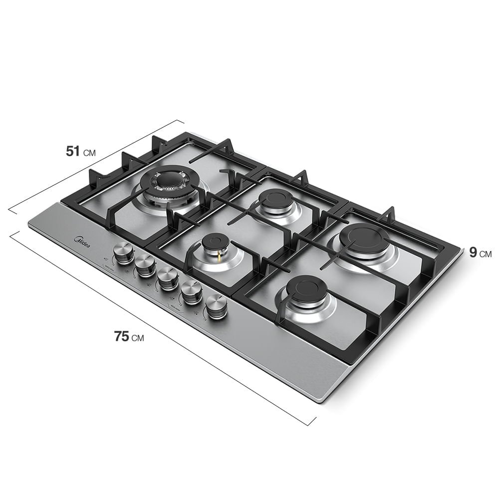 Cooktop à Gás midea inox com Mega Chama 5 Bocas Cyb5b - Bivolt - 2