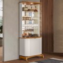 Ver imagem 1 de Cristaleira Porta de Vidro com Espelho e Led Zuni Off/ypê N02 - Mpozenato