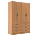 Ver imagem 2 de Guarda-roupa Solteiro Treviso 4 Portas 6 Gavetas Cinamomo - Evidência Móveis