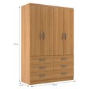 Ver imagem 4 de Guarda-roupa Solteiro Treviso 4 Portas 6 Gavetas Cinamomo - Evidência Móveis