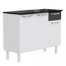 Balcão de Cozinha Colormaq Crystal 105cm 3 Portas, 1 Gaveta em Aço Branco e Grafito - 3