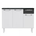 Ver imagem 2 de Balcão de Cozinha Colormaq Crystal 105cm 3 Portas, 1 Gaveta em Aço Branco e Grafito