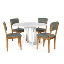 Ver imagem 1 de Mesa de Jantar Redonda Montreal Branca com 4 Cadeiras Estofadas Ella Cinza