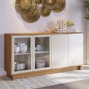 Ver imagem 1 de Buffet Vitória com 2 Portas de Vidro - Freijó/Off White