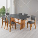 Ver imagem 1 de Conjunto de Mesa com 6 Cadeiras Bari em MDF Mel e Cinza