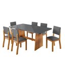 Ver imagem 2 de Conjunto de Mesa com 6 Cadeiras Bari em MDF Mel e Cinza