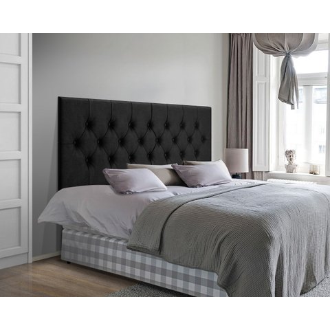Cabeceira Painel Cama Casal 1,40 Capitonê Box Estofada - Preto Suede