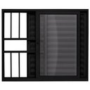 Ver imagem 1 de Janela de Correr Alumínio Preto 03 Folhas Veneziana c/Grade Maxx - 100x120