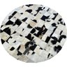 Tapete de Couro Redondo Preto Branco Malhado 1,00 Diâmetro - 1