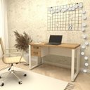 Ver imagem 2 de Escrivaninha com Gaveteiro Suspenso 120cm F5 Office Cor:macadâmia com Branco