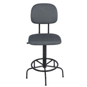 Cadeira Secretaria Caixa Alta com Lduplo com Base Fixa para Recepção Mercado Balcão Tecido Cinza/pre