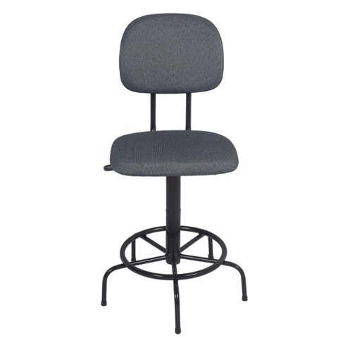 Cadeira Secretaria Caixa Alta com Lduplo com Base Fixa para Recepção Mercado Balcão Tecido Cinza/pre