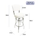 Ver imagem 4 de Combo 2 Banquetas Bar Cromada Bancada Média Altura 65cm Giratória Encosto Estofado Assento Grosso Br