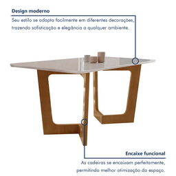 Conjunto Sala de Jantar Dubai Tampo de Vidro/mdf com 6 Cadeiras Dubai Cinamomo/off - 4