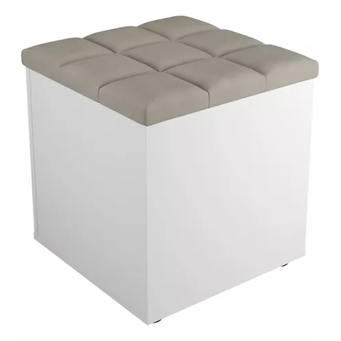 Puff Baú Banqueta Organizador P/ Sala e Quarto - Areia
