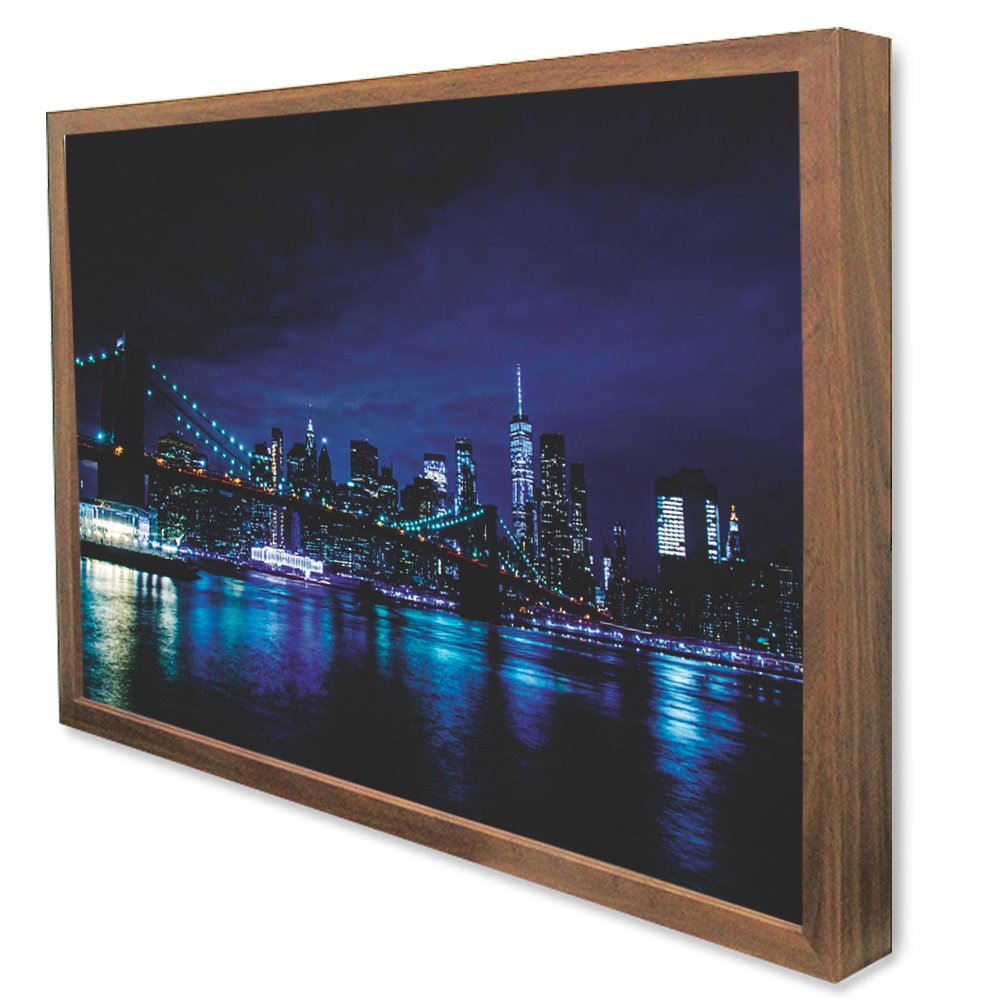 Quadro Decorativo Cidade Nova York - Vista da Ponte Brooklyn em Moldura Caixa TaColado Moldura Trad  - 4