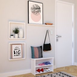Conjunto com 1 Banco, 1 Prateleira e 2 Nichos Pullen  - 2