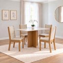 Ver imagem 1 de Conjunto Sala de Jantar Mesa Lana 120cm Tampo MDF Canto Reto 4 Cadeiras Evelin
