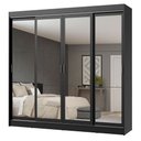 Ver imagem 2 de Guarda-Roupa Casal Madesa Austin 4 Portas de Correr de Espelho 3 Gavetas Preto Cor:Preto