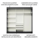 Ver imagem 5 de Guarda-Roupa Casal Madesa Austin 4 Portas de Correr de Espelho 3 Gavetas Preto Cor:Preto