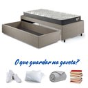 Ver imagem 2 de Base Box Cama Solteirão Sapateira Linho Bege e Colchão Adapto Ecoflex 96x203