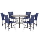 Ver imagem 1 de Mesa Ascoli 120 Cm com 6 Cadeiras Cannes de Alumínio, Pintura Marrom e Trama Tela de Corda Náutica