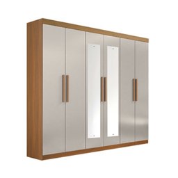 Guarda-roupa Casal com Espelho, 6 Portas e 04 Gavetas Leblon D'doro Móveis - Cinamomo Off D'doro Mó - 1