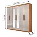 Ver imagem 2 de Guarda-roupa Casal com Espelho, 6 Portas e 04 Gavetas Leblon D'doro Móveis - Cinamomo Off D'doro Mó