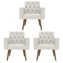 Ver imagem 1 de Kit 3 Poltronas Capitonê Sala Recepção Poltronas Decorativas Branco