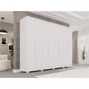 Ver imagem 1 de Guarda Roupa Casal Crsal 8 Portas de Bater 4 Gavetas MDP Texturizado Branco Multimóveis 241cm