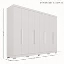 Ver imagem 5 de Guarda Roupa Casal Crsal 8 Portas de Bater 4 Gavetas MDP Texturizado Branco Multimóveis 241cm