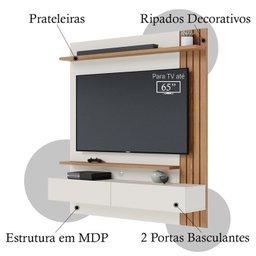 Painel Home Suspenso Tv 65 Polegadas Juriti Off White Matte Freijo Clb - 5