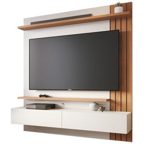 Painel Home Suspenso TV 65 Polegadas Juriti Off White Matte Freijo Colibri