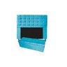 Conjunto Cabeceira Solteiro 100cm Laura Copenhague + Recamier Calçadeira 100cm Suede Azul Turquesa - - 1