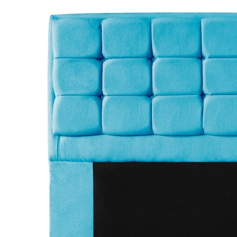 Conjunto Cabeceira Solteiro 100cm Laura Copenhague + Recamier Calçadeira 100cm Suede Azul Turquesa - - 3