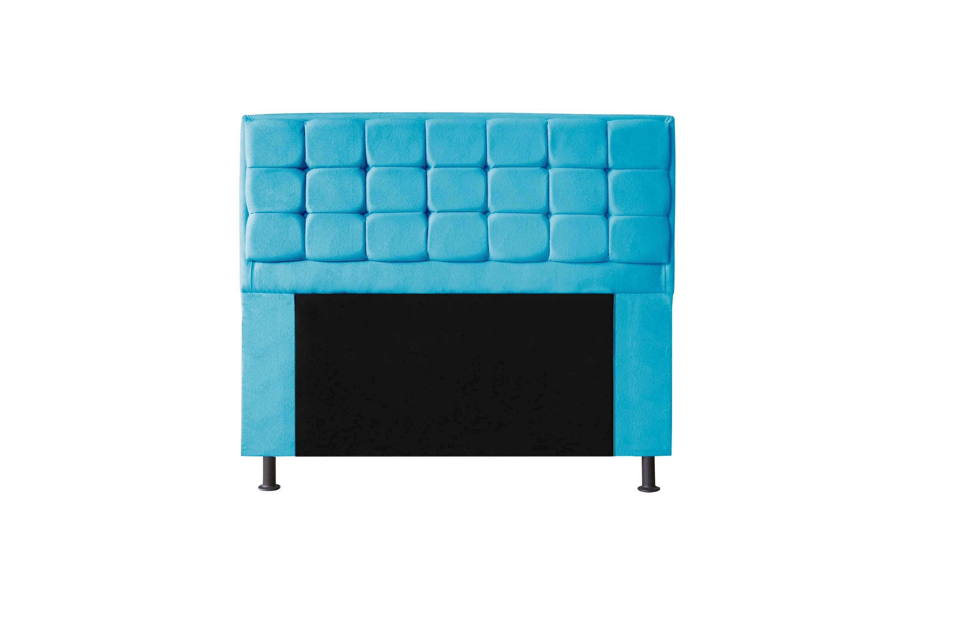Conjunto Cabeceira Solteiro 100cm Laura Copenhague + Recamier Calçadeira 100cm Suede Azul Turquesa - - 2