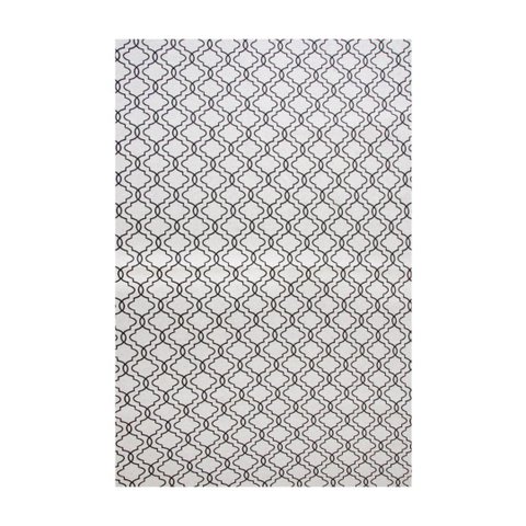 Tapete Para Sala ou Quarto Antiderrapante 1,00M x 1,32M Geométrico Branco e Preto