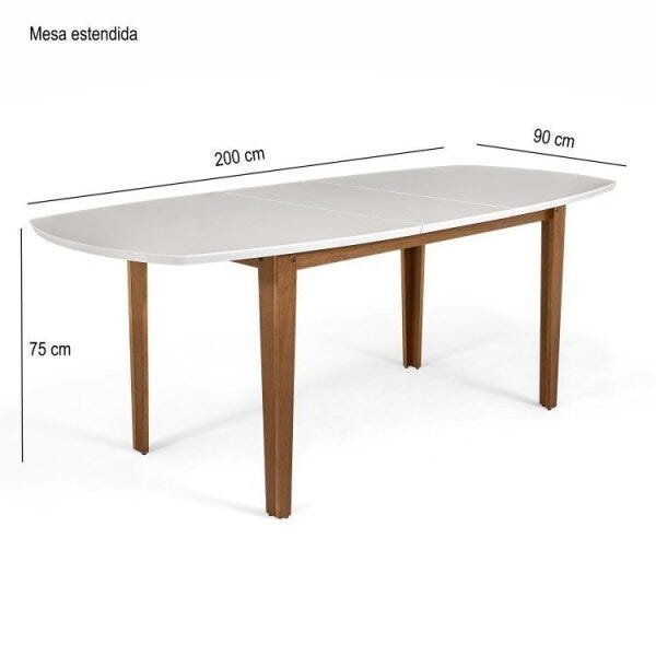 Mesa Extensível Oval 2,0M Aberta 4 Cadeiras Jabuticabeira Cabecasa MadeiraMadeira - 3