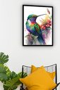 Ver imagem 1 de Quadro Decorativo Beija Flor Aquarela - 70x50cm:moldura Preta