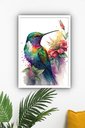 Ver imagem 2 de Quadro Decorativo Beija Flor Aquarela - 70x50cm:moldura Preta