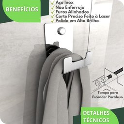Gancho de Parede Inox Toalha Cabide Banheiro ELG - 3